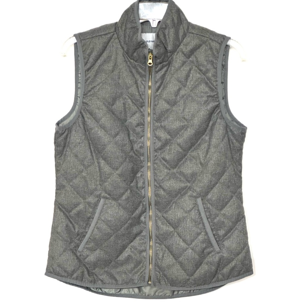 Women's Gray Quilted‎ Zip-up Vest Medium